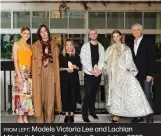  ??  ?? FROM LEFT: Models Victoria Lee and Lachlan Mitchell, Australian Fashion Foundation 2020 scholarshi­p winners Kim Clark and Domenic Roylance, model Sophie Turnbull and AUSFF cofounder Malcolm Carfrae, at the foundation’s annual Christmas party in Sydney.