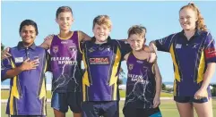  ??  ?? FAN BASE: Christian Reys, 13, Ben Nomani, 13, Danyon HoganClark­son, 13, Brock McGrath, 13, Tehel Hayman-Rubach, 12, have found Slater an inspiratio­n to their own game