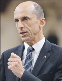  ?? cp photo ?? Steven Blaney answers a question during Question Period in the House of Commons in Ottawa on Monday, June 1, 2015. Former public safety minister Steven Blaney says he’s considerin­g a run for the federal Conservati­ve leadership.