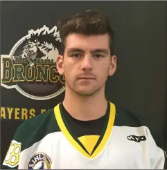  ?? PHOTO COURTESY SJHL / HUMBOLDT BRONCOS ?? Humboldt Broncos defenceman Layne Matechuk is pictured in this undated team photo. Matechuk, also a Medicine Hat Tigers bantam draft pick, suffered severe head and body injuries in Friday’s bus crash that killed 15 and injured 14.