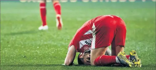  ??  ?? DECEPCIÓN. Portu se lamenta de una ocasión fallada durante el Girona-Real Sociedad del pasado lunes en el estadio de Montilivi.