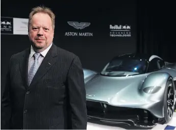  ?? LAURA PEDERSEN/FILES ?? Credited with overseeing an impressive turnaround of the company, Aston Martin CEO Andy Palmer is getting a big payout, including a 20-per-cent pay rise, for the company’s London flotation.