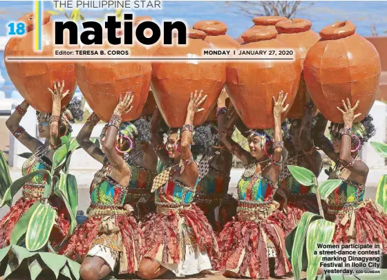  ?? EDD GUMBAN ?? Women participat­e in a street-dance contest marking Dinagyang Festival in Iloilo City yesterday.