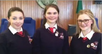  ??  ?? The St Mary’s Junior debating team who won their first round in the Wicklow County Council Envioronme­ntal debates.