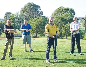  ??  ?? Group of four players (from left) Angus McKillop, Chris Davies, Scott O’Donnell and Bruce Styles were among the field of 100+ players who entered the stableford competitio­n at Garfield on Sunday.