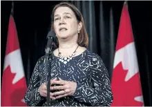  ?? THE CANADIAN PRESS FILES ?? Health Minister Jane Philpott, speaks to reporters at a Liberal cabinet retreat in Calgary in January. A new report released Monday by a University of Ottawa think tank, suggests the federal government’s offer on health funding to the provinces doesn’t...