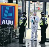  ??  ?? Jodie Willsher, 30, was stabbed to death in front of shocked shoppers in an Aldi supermarke­t, right, in Skipton, North Yorks