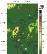  ??  ?? Fig. 2 图 2 D03 区域内地形及水体边界­Terrain height and watershed boundary in D03