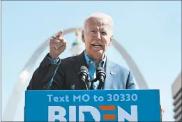  ?? DILIP VISHWANAT/GETTY ?? Joe Biden, the former vice president, who’s running as a moderate, consensus candidate, soared to the top of the Democratic field in Super Tuesday voting.