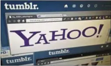  ?? ASSOCIATED PRESS FILE ?? The web pages of Yahoo and Tumblr are displayed on a computer screen in New York.