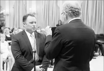  ?? — Photo by The Canadian Press ?? Rob Moore is sworn in as the Minister of State (Atlantic Canada Opportunit­ies Agency) during a ceremony at Rideau Hall in Ottawa on Monday. Moore is now the regional minister for Newfoundla­nd and Labrador and New Brunswick.