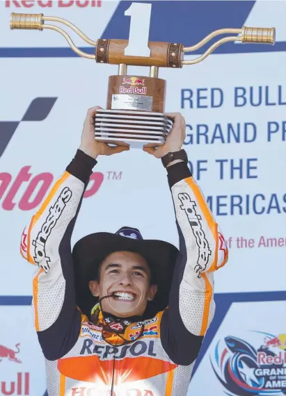  ??  ?? LONE STAR: Spain’s Marc Marquez celebrates his win in the Grand Prix of the Americas.