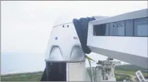  ?? Associated Press ?? An image from video made available by SpaceX shows the Crew Dragon capsule on Wednesday at the Kennedy Space Center in Cape Canaveral, Fla.