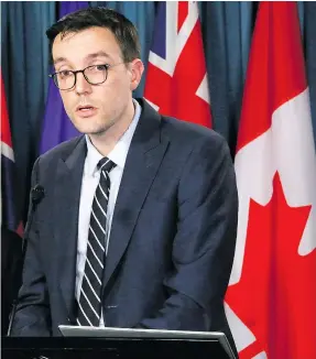  ?? PATRICK DOYLE / THE CANADIAN PRESS FILES ?? B.C. Civil Liberties Associatio­n’s Josh Paterson speaks at a 2016 press conference. The group recently warned against what they call a dangerous precedent to compel speech.