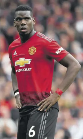  ?? (Photo: AFP) ?? Manchester United’s French midfielder Paul Pogba reacts during the English Premier League football match against Chelsea at Old Trafford in Manchester, north-west England, recently.