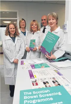  ?? Picture: Mhairi Edwards. ?? At the launch of the test are, from left, Jess Brand, bowel screening programme senior manager; Judith Strachan, consultant and clinical scientist for blood services; patient Phylis Weir; NHS Tayside chairman Professor John Connell and Health Secretary...