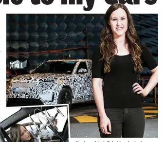  ??  ?? Having a blast: Orla Murphy tests new Jaguar Land Rover models for their acoustic performanc­e