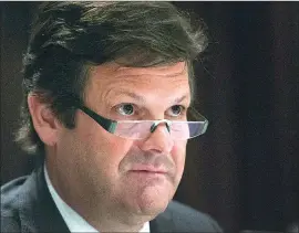  ?? Canadian Press photo ?? Bombardier Inc. Chairman Pierre Beaudoin oversees a special shareholde­rs meeting two years ago in Montreal. A public uproar over a hefty increase in compensati­on to senior executives at Bombardier prompted the company's chairman to ask his board of...