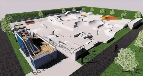  ?? BILD: MAIER LANDSCHAFT­SARCHITEKT­UR ?? So ähnlich könnte es aussehen: Die Grafik zeigt eine Planung für den Skatepark Lohhof im Landkreis München. Derselbe Architekt will eine ähnliche Anlage auch für den Verein Backyard entwerfen.