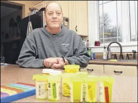  ?? HARRY SULLIVAN/TRURO NEWS ?? Without the strong family support he has received during his battle with cancer, Onslow Mountain resident Stephen Saunders says he wouldn’t even be able to keep track of the 12 different types of medication­s he relies on to maintain his health.