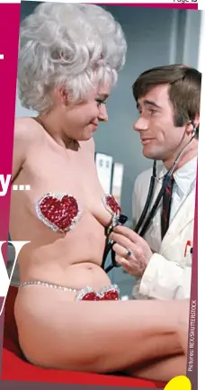  ??  ?? REX/ Pictures: Just what the doctor ordered: Carry On’s Barbara Windsor and Jim Dale. Below, Terry Scott and Jacki Piper