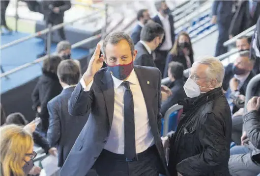  ?? JORDI COTRINA ?? Sandro Rosell, durante la toma de posesión de Joan Laporta como presidente del FC Barcelona en el Camp Nou, en marzo de 2021.
