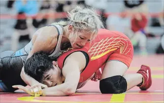  ?? MICHAEL P. HALL SPECIAL TO METROLAND ?? Jessie MacDonald of Brock Wreslting Club won gold at the Canada Cup Saturday in Guelph.