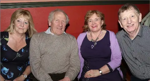  ??  ?? Peggy Fox, Patsy Sinnott and Mary Geraldine and Thomas Buttle at the Oulart Senior Citizens party in Oulart Community Centre on Sunday.