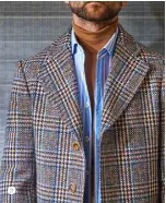  ??  ?? 3. Blue/red check wool coat, £995; off-white merino wool-cashmere roll-neck, £495, both by Gieves &amp; Hawkes