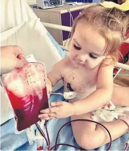  ??  ?? The family of Adeline Davidson, 2, who has a very rare blood disorder, have appealed for people to come forward to be tested to see if they are a perfect match.