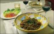  ?? SARA MOULTON — THE ASSOCIATED PRESS ?? This amped-up beef stroganoff is a one-pot noodle dish made with filet mignon, dried mushrooms, tomato paste and Dijon mustard. It’s a perfect dish for Valentine’s Day.