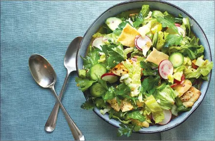  ?? Associated Press photo ?? This photo shows a fattoush in New York. This dish is from a recipe by Katie Workman.