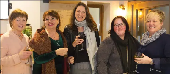  ??  ?? Enjoying the talk for Internatio­nal Women’s Day in the Kennedy Boutique Hotel were Annette Byrne from Camblin; Baya Salmon-Hawk, Glenmore; Linda Huskes, St Mullins; Leona Habbao, New Ross and Teresa Delaney, Ballykelly.