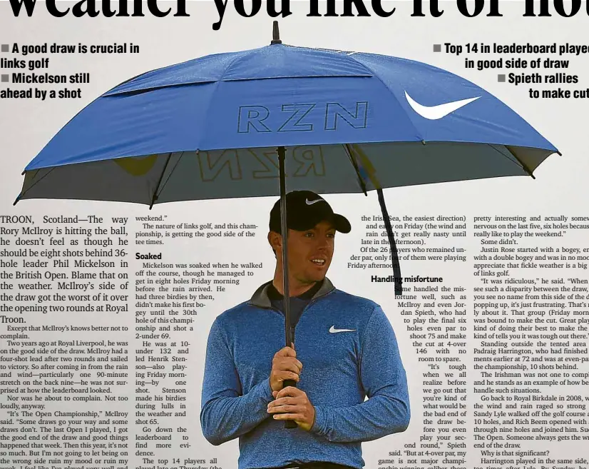  ?? AFP ?? MCILROY: 8 shots down in the rain