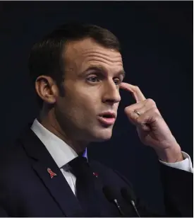  ?? FOTO: TT-AP/GUSTAVO GARELLO ?? President Emmanuel Macron backar om höjda bränslepri­ser.