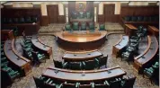  ?? Picture: MASI LOSI ?? HISTORIC: Council chambers at the Ou Raadsaal, where ghost whisperers allegedly spent three hours in the dark communicat­ing with their ancestors.