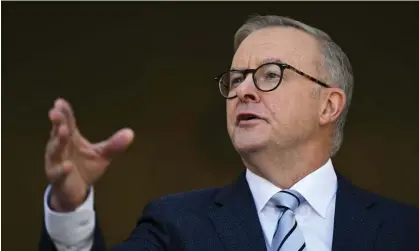  ?? Photograph: Lukas Coch/AAP ?? ‘The press gallery had a shocker at the last federal election, piling on Anthony Albanese like coyotes to a wounded beast, missing the bigger truth that it was Morrison who was terminal.’