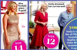  ??  ?? She looked glam in gold Holly dressed her curves well