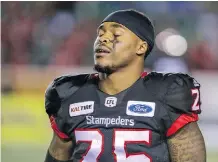  ?? MIKE DREW ?? Stampeders running back Don Jackson will likely play a big role against Winnipeg in Sunday’s Western Final at McMahon Stadium.