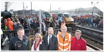  ?? VTEC. ?? Left to right: Sir Gary Verity, Chief Executive of Welcome to Yorkshire; Karen Boswell, Managing Director for Hitachi Rail Europe; Paul Kirkman, Director, National Railway Museum; Rob McIntosh, Network Rail’s Route Managing Director for London North...