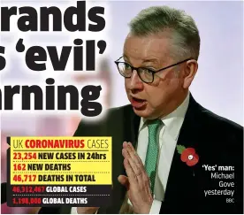  ?? BBC ?? ‘Yes’ man: Michael Gove yesterday