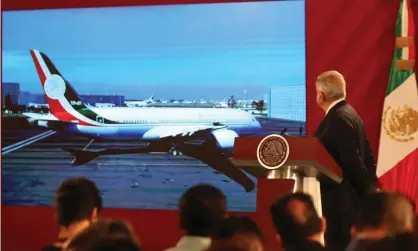  ??  ?? Andrés Manuel López Obrador is now entertaini­ng to sell plane to a consortium of companies for executive incentive programs, rent it out or barter it for needed goods. Photograph: Mario Guzman/EPA