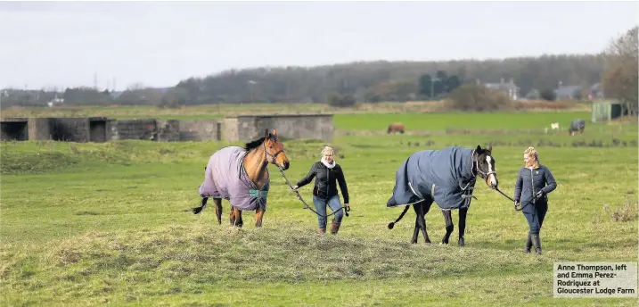  ??  ?? Anne Thompson, left and Emma PerezRodri­guez at Gloucester Lodge Farm