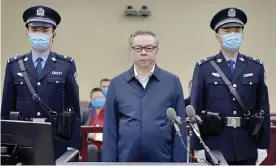  ??  ?? Lai Xiaomin, the former chairman of one of China’s largest state-controlled asset management firms, in the dock in Tianjin. Photograph: Second intermedia­te people's court/
