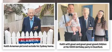  ?? ?? Keith with great and great great grand children at his 100th birthday party in Oxenford.