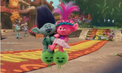  ?? DreamWorks Animation ?? A bonkers ride … Branch (Justin Timberlake) and Poppy (Anna Kendrick) in Trolls Band Together. Photograph: Universal Pictures/