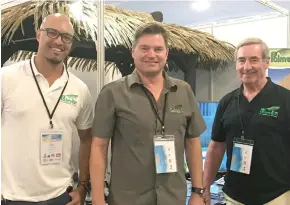  ?? Photo: Selita Bolanavanu­a ?? From Left: Palmex Oceania Managing Director, Thomas Johansen, Director of Marketing and Export Manager, China & Oceania Jeff Renaud and Owner and Director Peter Slack at their booth at the HOTEC Tradeshow in Denarau.