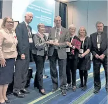  ?? SUBMITTED PHOTO ?? Peterborou­gh Regional Health Care administra­tors accept the Leading Governance Excellence Award at the HealthAchi­eve conference in Toronto earlier this month.