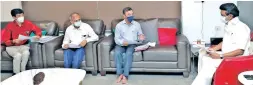  ??  ?? Stalin during a meeting with Rajeev Ranjan and Radhakrish­nan on Monday