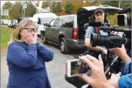  ?? AP PHOTO BY HANS PENNINK ?? Barbara Douglas of Danamora, N.Y., reacts while talking about her four family members who died in Saturday's fatal crash in Schoharie, N.Y., Sunday, Oct. 7.